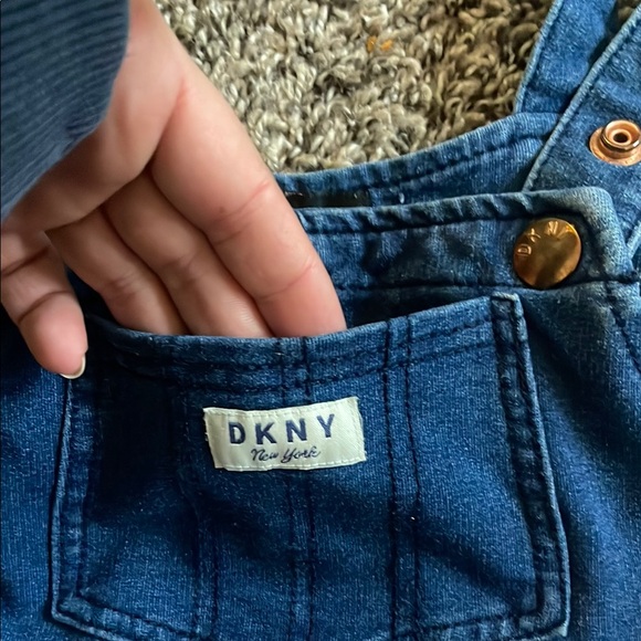 DKNY Blue Denim and Pink Tulle Girls Overalls - Picture 8 of 11